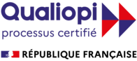 Logo Qualiopi, processus certifié, République française